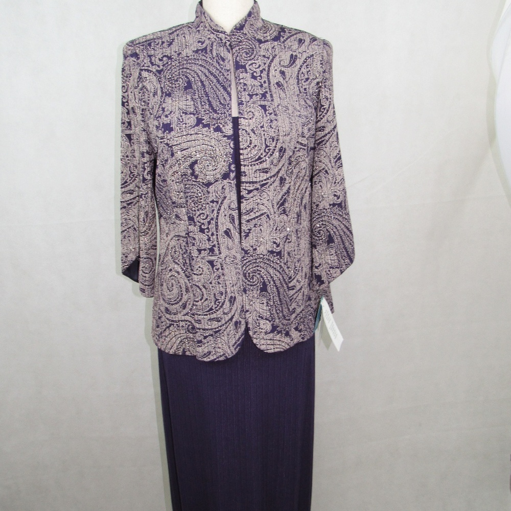 Alex Evenings 2 Pc Set Size 8 3/4 Slv Jacket Purpl